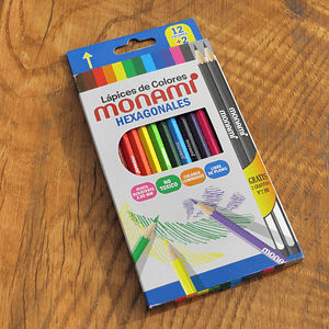Lápices Monami 12 colores + 2 grafitos