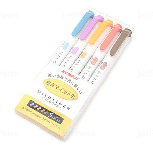 Set 5 Destacadores Zebra Mildliner