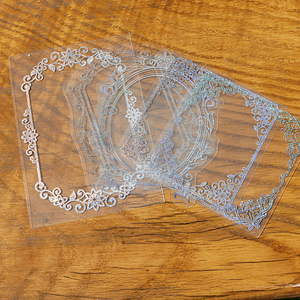 Tarjeta mica transparente tornasol