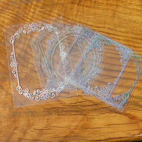 Tarjeta mica transparente tornasol