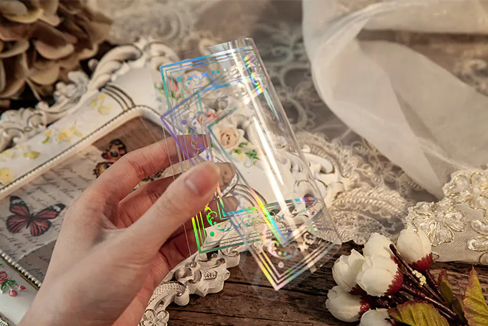Tarjeta mica transparente tornasol 6
