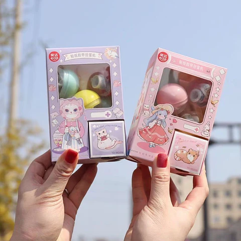 Caja sorpresa gashapon washi tape stickers