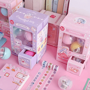 Caja sorpresa gashapon washi tape stickers