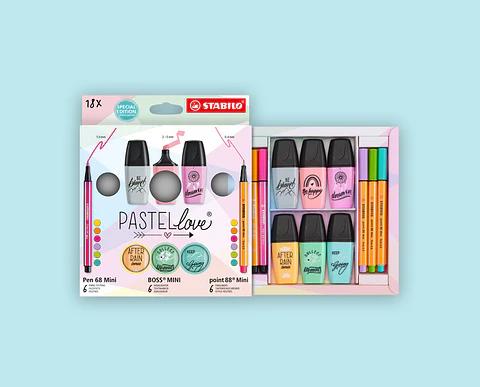 Set 18 Stabilo Pastel Love destacadores y tiralineas