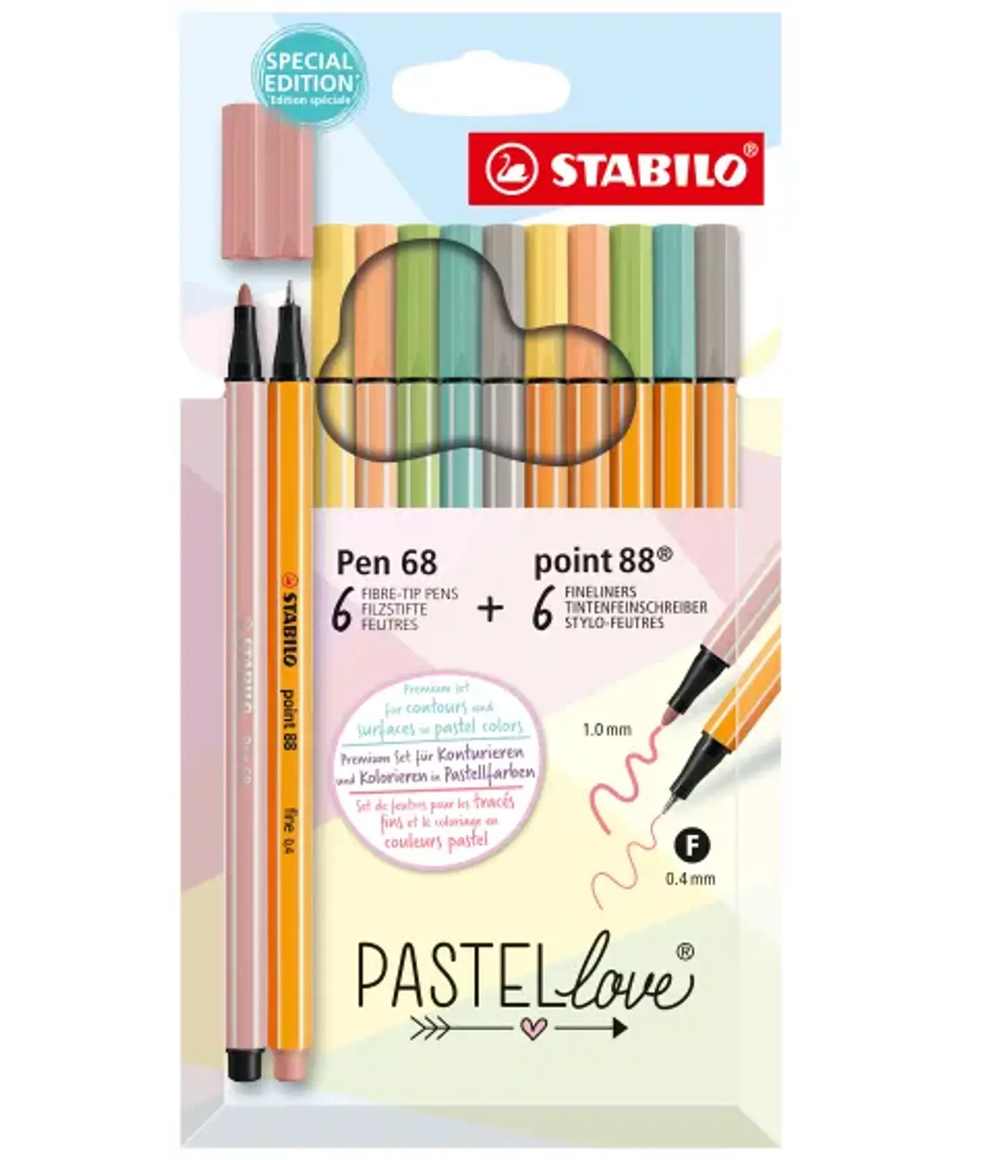 Set 12 stabilo pen 68/ point 88 pastel love 1