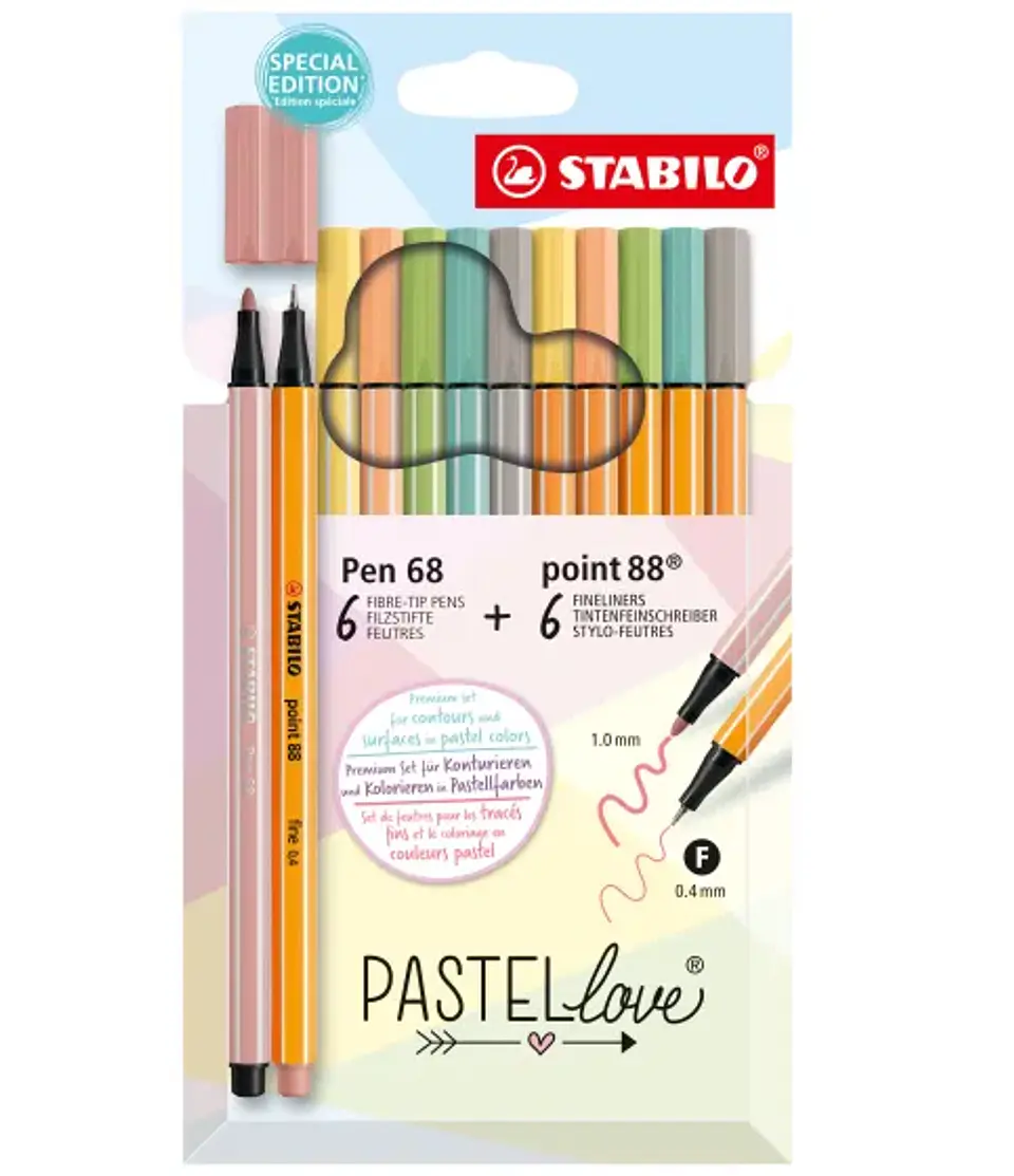 Set 12 stabilo pen 68/ point 88 pastel love 1