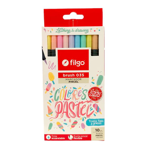 Set 10 marcadores Filgo punta pincel