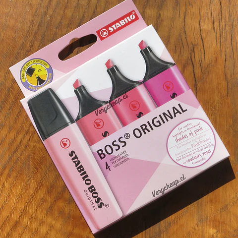 Set 4 destacadores shades of pink 