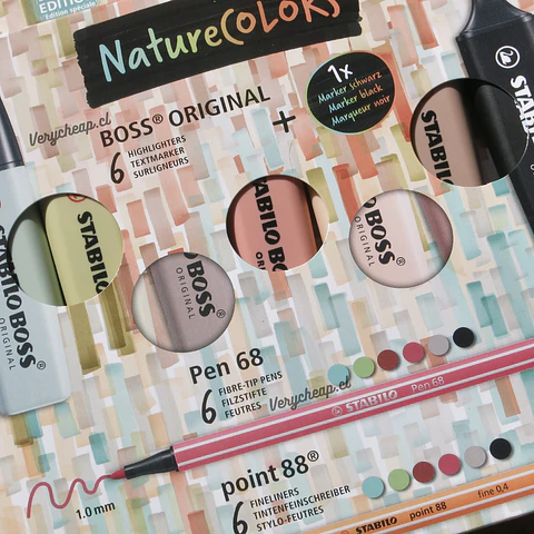 Set 19 nature colors Stabilo (7 boss + 6 pen 68 + 6 point 88)