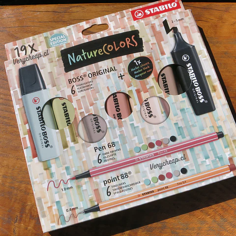Set 19 nature colors Stabilo (7 boss + 6 pen 68 + 6 point 88)