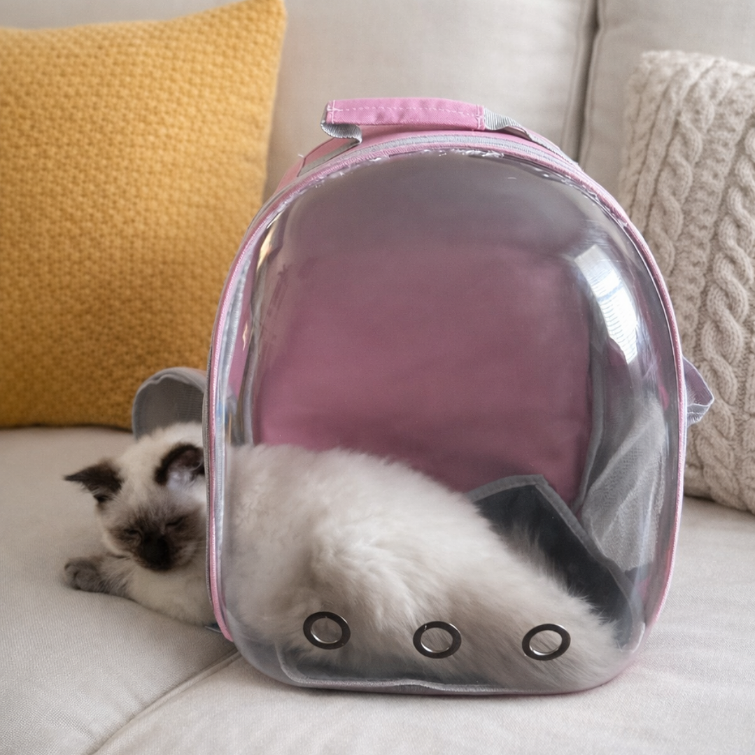 Mochila Transportadora Premium para Gatos 🐾🎒( Bolsillo de salida o entrada)  6