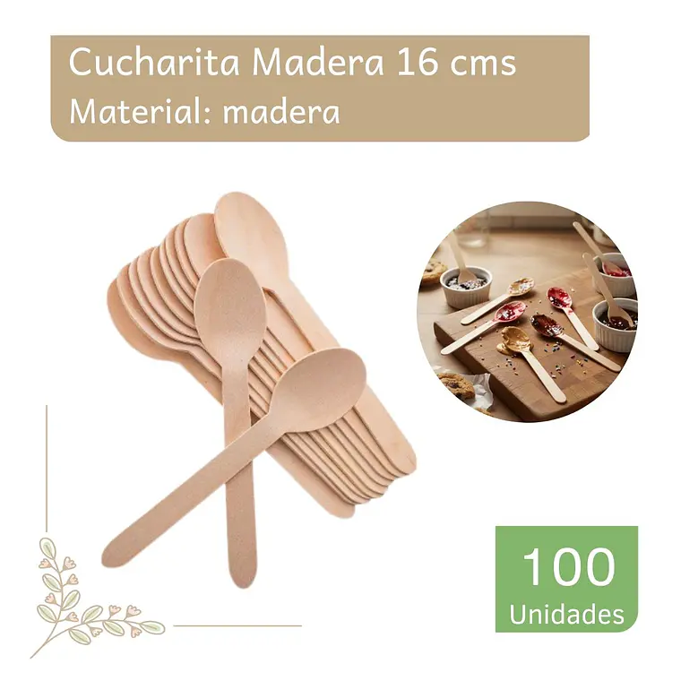 Cuchara Madera 16 Cm  (paquete 100 Unid.) 1