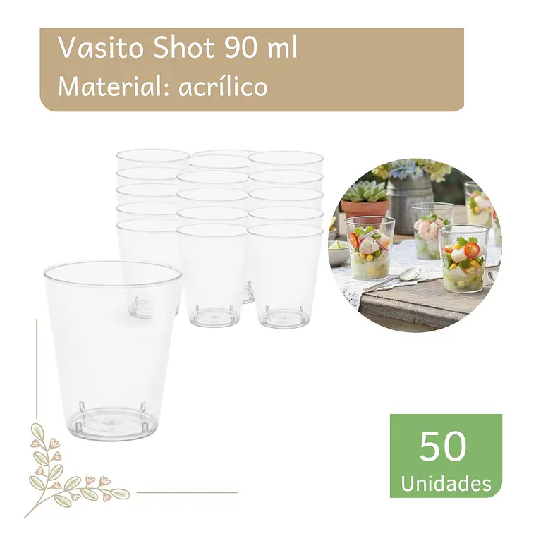Vaso Shot Plástico Acrílico 90 ML (50 Unidades) 1