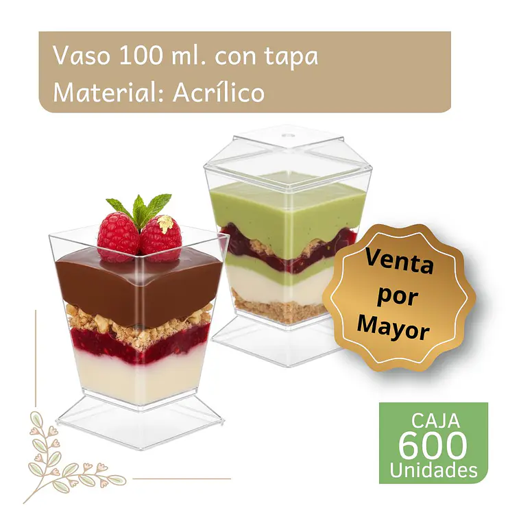 Caja Pote Vaso Acrílico Plástico Con Tapa 100 Ml (600 Unidades) 1