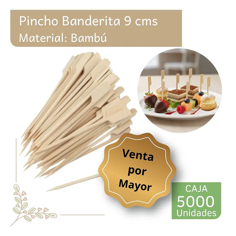 Caja Brocheta | Pincho Banderita Bambú 9 (5000 Unidades) 1