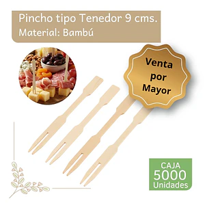 Caja Pinchos Tipo Tenedor Bambú 9cm (5000 Unidades)