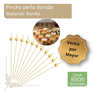 Caja Brocheta | Pincho Perla Dorada 12 cm (5000 Unidades)