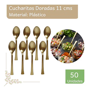 Cucharita Dorada Premium 11 cms  (paquete 50 Unid.)