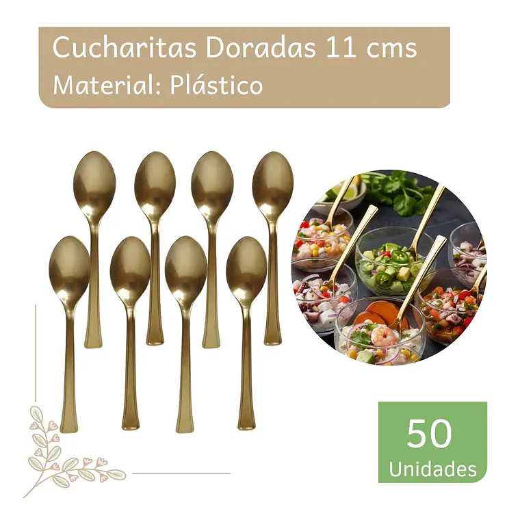Cucharita Dorada Premium 11 cms  (paquete 50 Unid.) 1