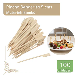 Brocheta | Pincho Banderita Bambú 9 cm  (paquete 100 Unid)