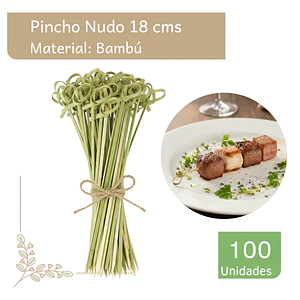 Brocheta | Pincho Bambú Nudo 18 cm (paquete 100 Unid)