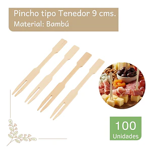 Pinchos Tipo Tenedor Bambú 9cm (paquete 100 Unid)