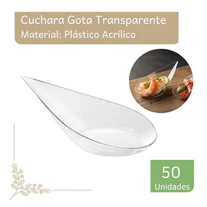Cuchara Acrílico Gota Transparente Ceviche (paquete 50 Unid)