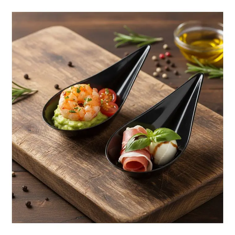 Cuchara Acrílico Gota Negro Ceviche (paquete 50 Unid) 5