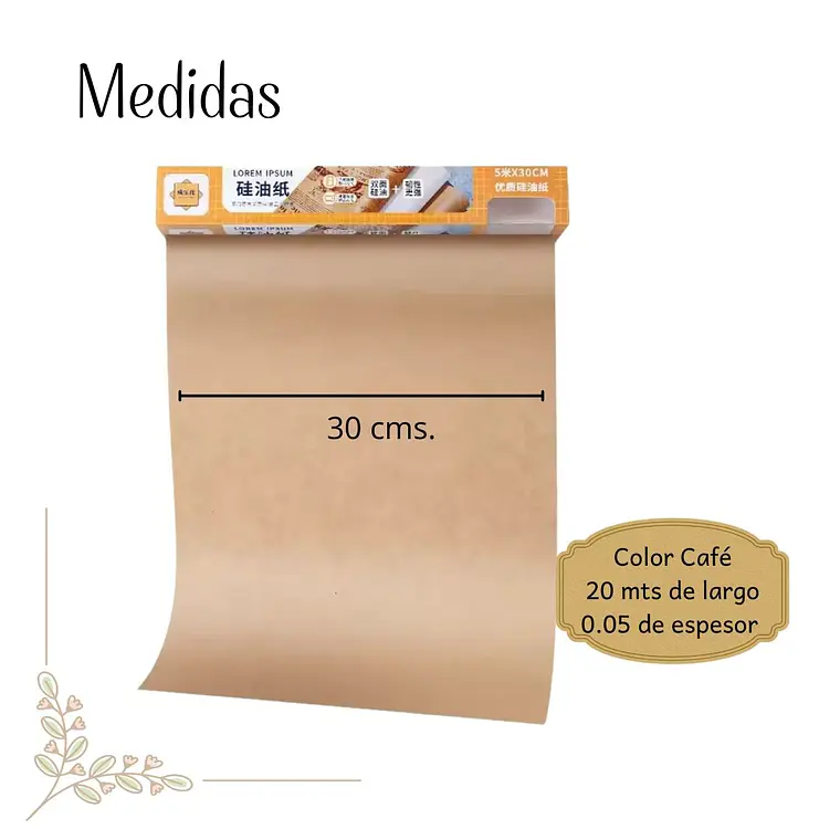 Rollo Papel para Hornear Café 20 mts x 30 cm-s 2