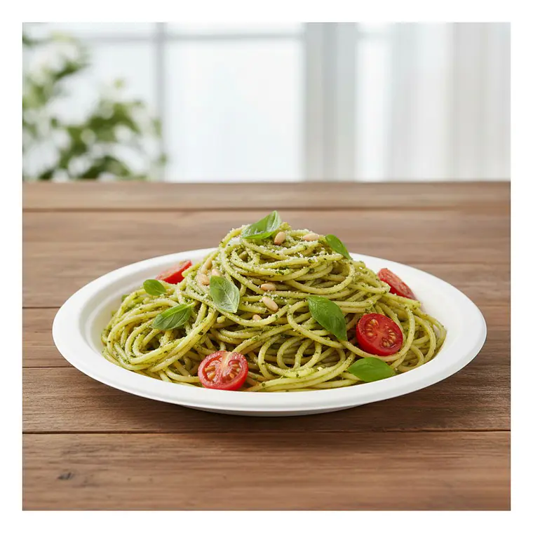 Plato bagazo redondo blanco 23 cm (50 unidades) 5