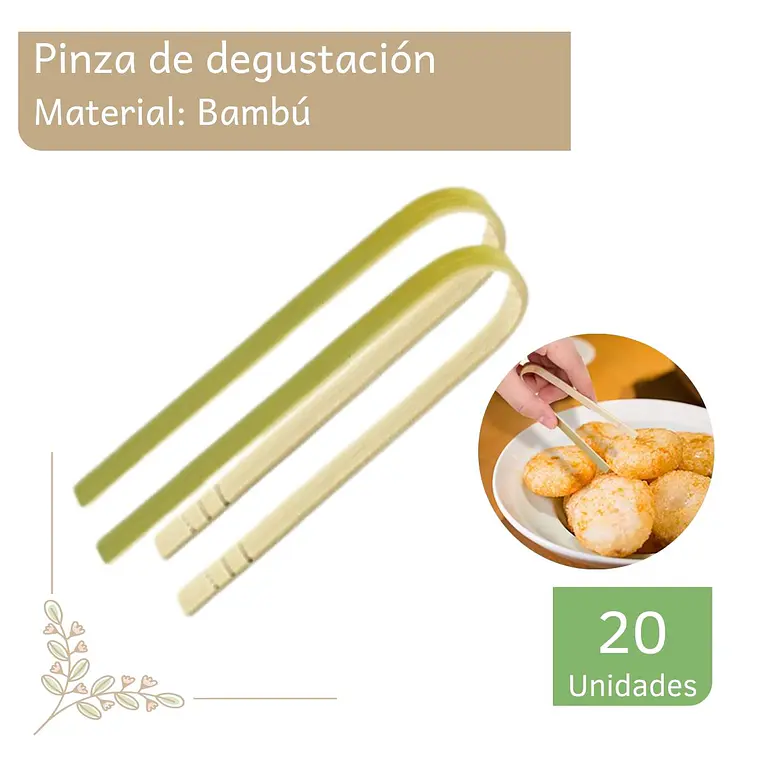 Pinza Degustación bambú 12 cm (paquete 20 Unidades) 1