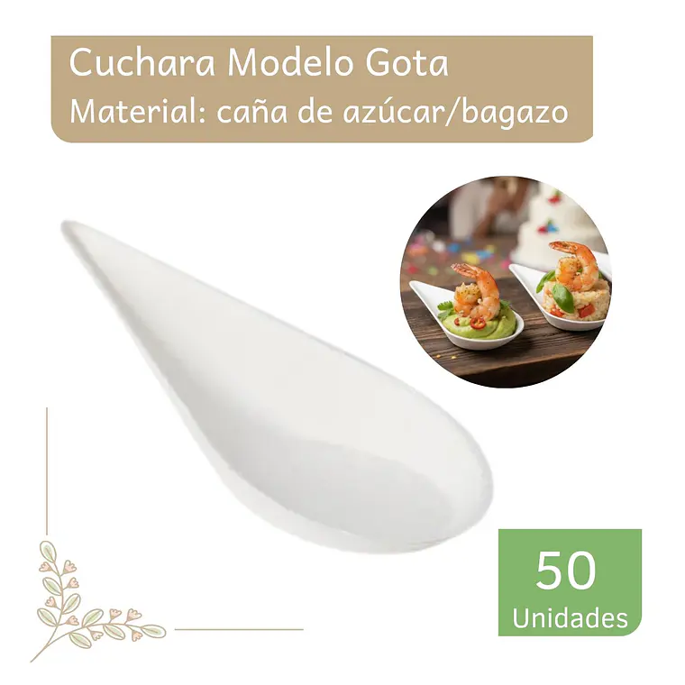 Cuchara de Caña de Azúcar (Bagazo) 10 x 5 cm (paquete 50 unid) 1