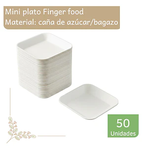 Plato cuadrado mediano Finger Food 10cm (paquete 50 unid.)
