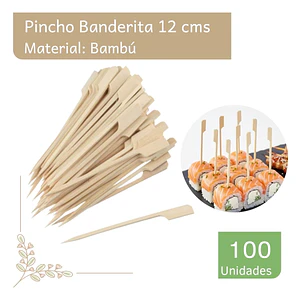 Brocheta | Pincho Banderita Bambú 12 (paquete 100 Unid)