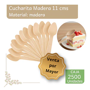 Caja Cucharita Madera 11 Cm Para Té O Postres (2500 Unidades)