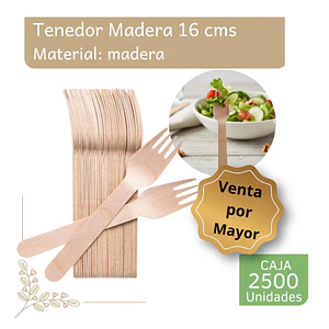 Caja Tenedor Madera 16 Cm  (2500 Unid.)