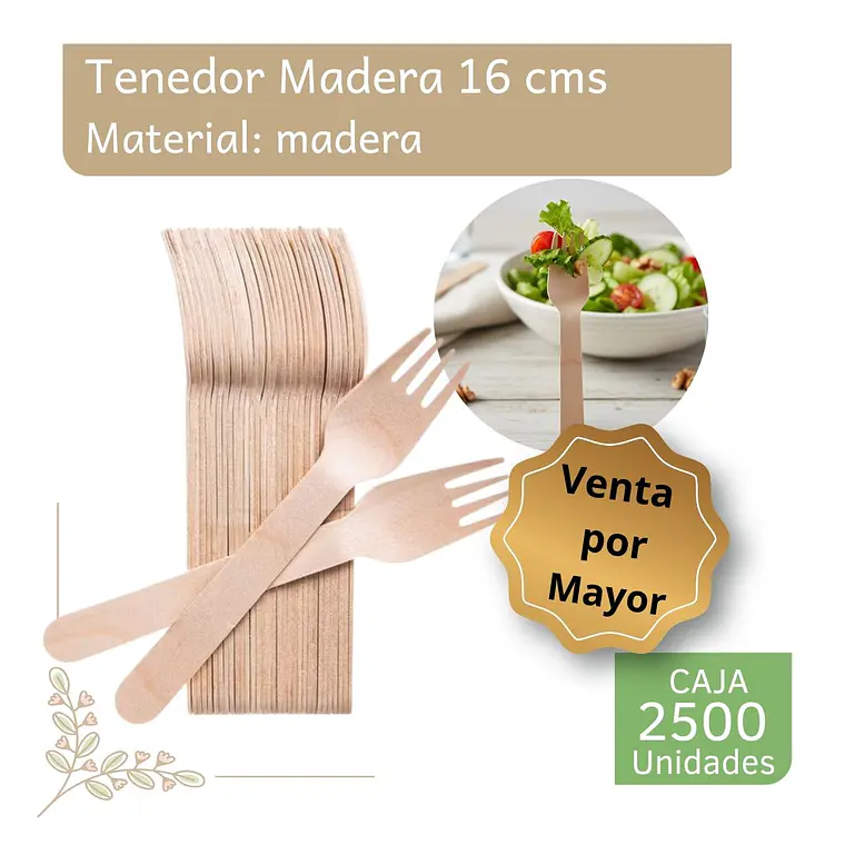 Caja Tenedor Madera 16 Cm  (2500 Unid.) 1