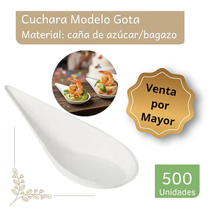 Caja Cuchara de Caña de Azúcar (Bagazo) 10 x 5 cm (500 unidades)