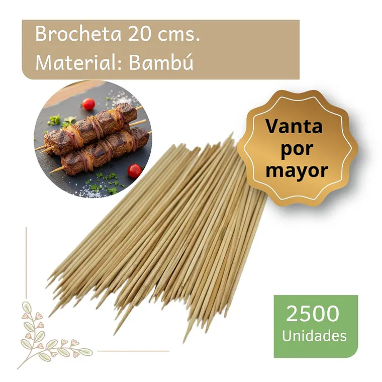 Brocheta | Pincho Bambú 20 Cm (paquete 2500 Unid) 1