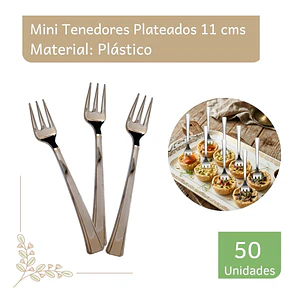 Tenedor Plateado Premium 11 cms  (paquete 50 Unid.)