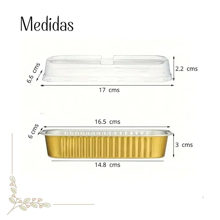 Mini Molde Rectangular de Aluminio Dorado con Tapa (24 unidades) 2