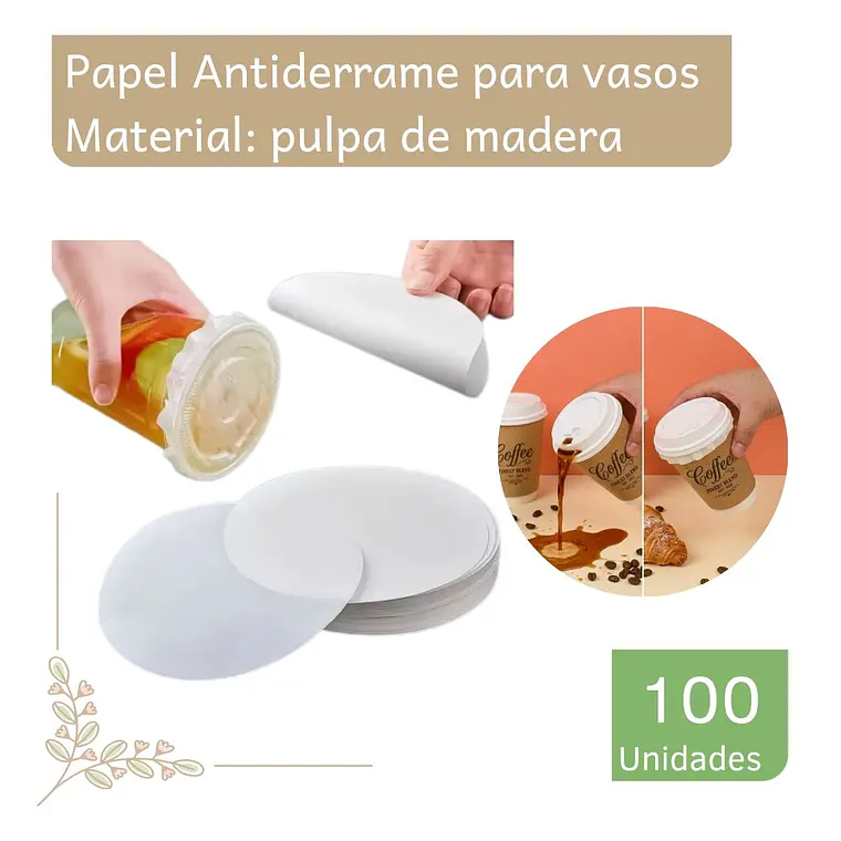 Papel Antiderrame Universal Premium 12 cms para líquidos calientes y frío (100 unidades) 1