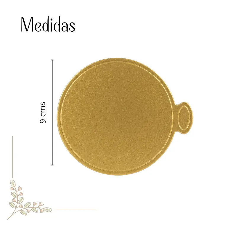 Pack Mini Bases Bandejas Redonda Dorada para Postres, Tortas 9 cm (50 unidades) 2