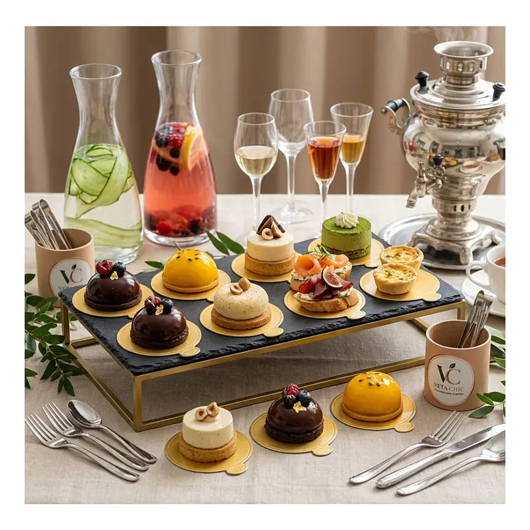 Pack Mini Bases Bandejas Redonda Dorada para Postres, Tortas 9 cm (50 unidades) 5