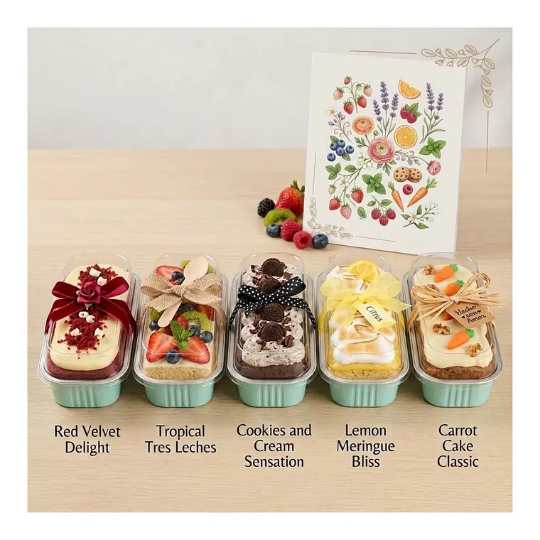 Mini Molde Rectangular de Aluminio Celeste con Tapa (24 unidades) 4