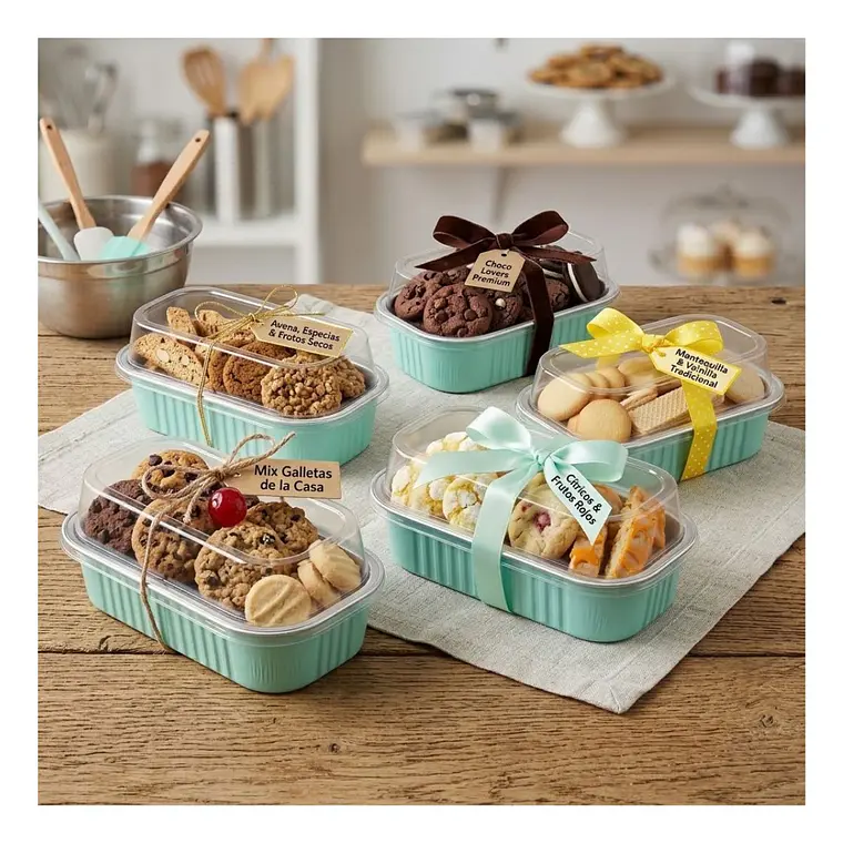 Mini Molde Rectangular de Aluminio Celeste con Tapa (24 unidades) 6