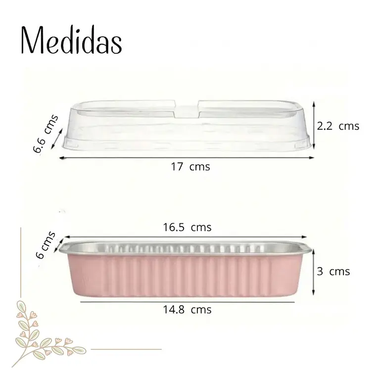 Mini Molde Rectangular de Aluminio Rosado con Tapa (24 unidades) 2