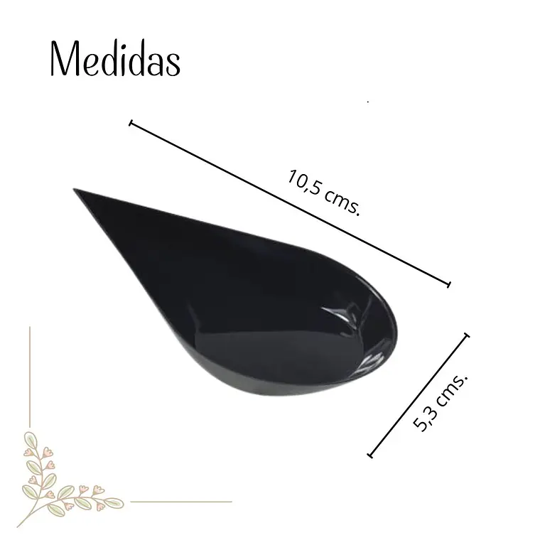 Cuchara Acrílico Gota Negro Ceviche (paquete 50 Unid) 2