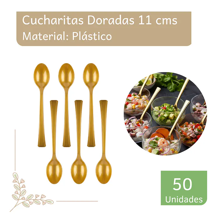 Cucharita Dorada Premium 11 cms  (paquete 50 Unid.) 1
