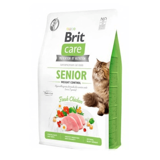 Brit Care cat senior control peso sin cereal 2 KG - alimento premiun gato senior